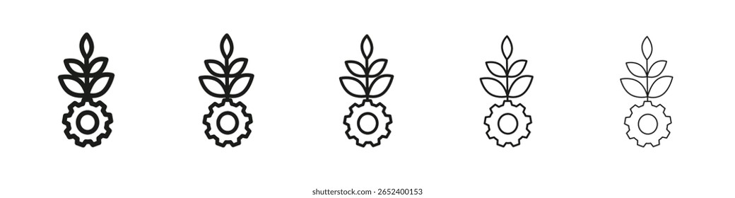 Signo de ilustración de conjunto de esquema de Vector de icono de tecnología verde