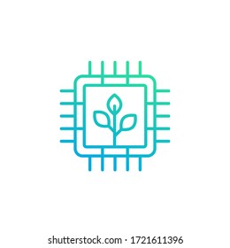 icono de línea de tecnología verde con chipset