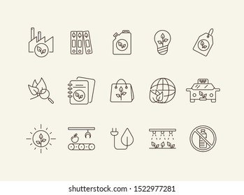 Green technology line icons. Set of line icons. Plant, recycling, taxi. Eco technology concept. Vector illustration can be used for topics like ecology, technology, environment