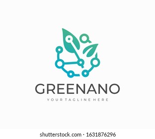 Green Technology Logo Design. Biotechnology Vector Design. Leaves With Circuit Logotype