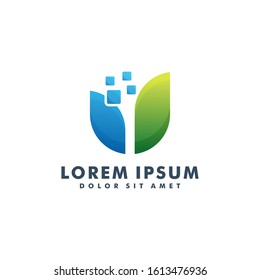 Green technology logo design template vector