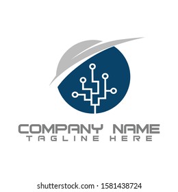 Green Technology logo designs concept, leaf technology logo design, Nature Technology Logo.