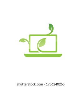 Green Technology logo designs concept, leaf technology logo design, Nature Technology Logo.
