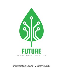 Green technology logo graphic design. Nature leaf and electronic structure vector business icon sign. Network communication. Vector illustration. 