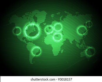 Mapa de tecnologia verde do mundo - EPS10 Vetor Design