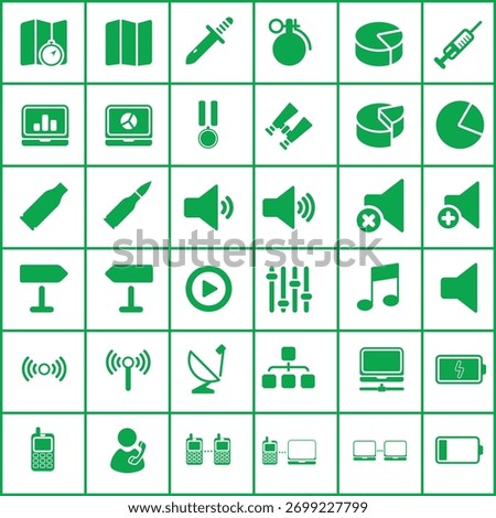 Green Technology and Miscellaneous Icons on White Background Presentation.