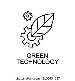 green technology outline icon. Element of enviroment protection icon with name for mobile concept and web apps. Thin line green technology icon can be used for web and mobile on white background