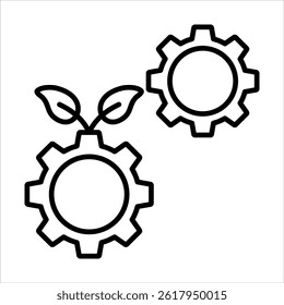 green technology outline icon vector illustration