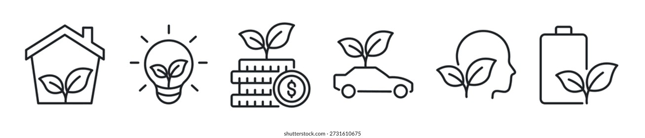 Green technology thin line icon set. Web minimal icons