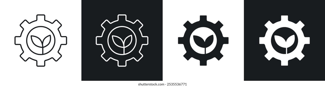 Green technology vector icon set in black and white. EPS 10 illustration