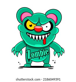 A green teddy bear Zombie and limbs  Vector illustration clipart 