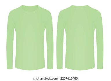 Green tee long sleeve t shirt. vector