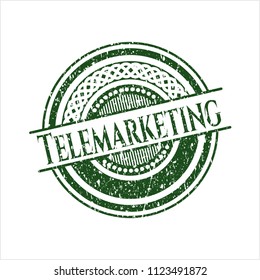 Green Telemarketing distressed rubber grunge stamp