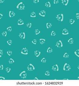 Green Telephone 24 hours support icon isolated seamless pattern on green background. All-day customer support call-center. Full time call services.  Vector Illustration