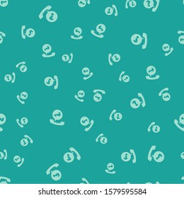 Green Telephone handset and speech bubble chat icon isolated seamless pattern on green background. Phone sign.  Vector Illustration