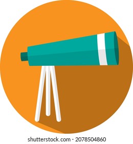 Telescopio verde, ilustración, vector, sobre fondo blanco.