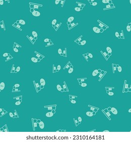Green Television report icon isolated seamless pattern on green background. TV news.  Vector