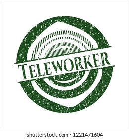 Green Teleworker distressed rubber grunge texture seal