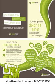 Green template for advertising brochure with business people