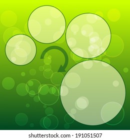 Green template with circles for text and bokeh effect