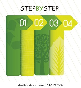 green template of numbers, step by step. vector illustration