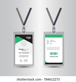 green template staff or employee identification card vector illustrations or id card