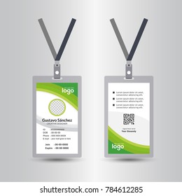 Green Template Staff Or Employee Identification Card Vector Illustrations Or Id Card