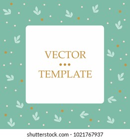 Green template. Vintage and floral decoration. Flat