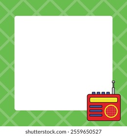 Green template for your text. notepad with radio. label, sticker, notebook, tag. notepad diary stickers. sticky note reminder. sticker paper