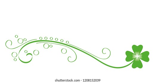 green tendril four leaf clover vector illustration EPS10