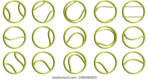 Green tennis ball icon set. tennis ball icon page symbol for your web site design tennis ball icon logo, app, UI. tennis ball icon in trendy flat style isolated on background . 1176