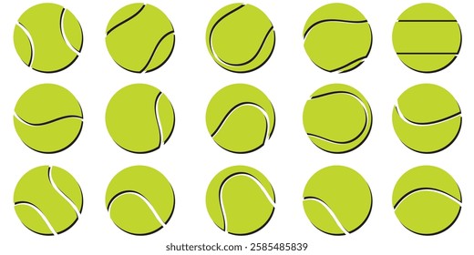 Green tennis ball icon set. tennis ball icon page symbol for your web site design tennis ball icon logo, app, UI. tennis ball icon in trendy flat style isolated on background . 1176