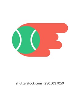Green tennis sport flying with burning fire on white background flat vector design