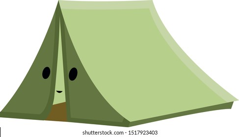 Green tent, illustration, vector on white background.