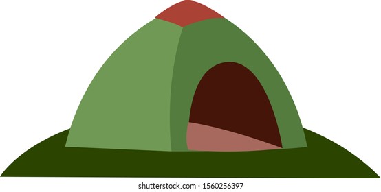 Green tent, illustration, vector on white background.