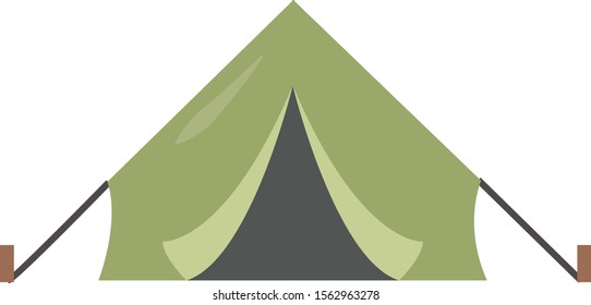 Green tent, illustration, vector on white background.