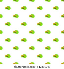 Green tent pattern. Cartoon illustration of green tent vector pattern for web