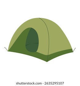 Uma tenda verde com um telhado verde e um poste verde. A tenda está sobre um fundo branco