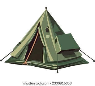 green tent vector illustration over white