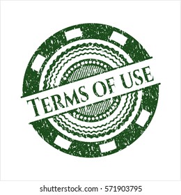 Green Terms of use distressed rubber stamp with grunge texture