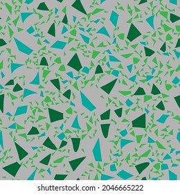 Green Terrazzo Glass Design. Glass Terrazzo Irregular Print. Abstract Seamless Vector Pattern. Glass Swirl Art Texture. Green Stone Background. Wrapping Terrazzo Vector Material. Green Glass Art Swirl