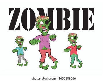 green terrible zombie vector illustration. drawing. 