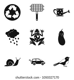 Green territory icons set. Simple set of 9 green territory vector icons for web isolated on white background