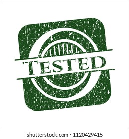 Green Tested distress rubber stamp