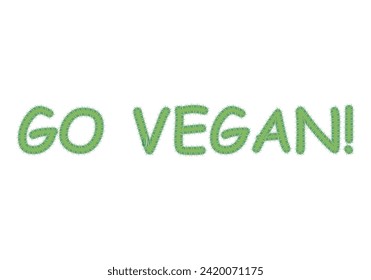 Grüner Text von vegan auf weißem Hintergrund.