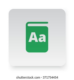 Green Text Book icon in circle on white app button