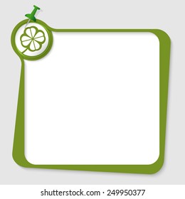 green text box with pushpin and cloverleaf