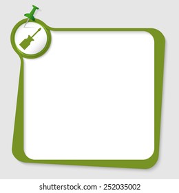 green text box with pushpin and screwdriver