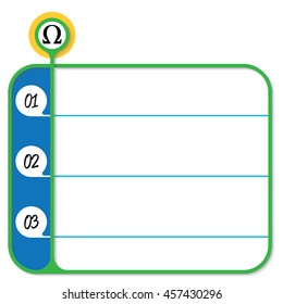 Green text box for your text and omega symbol