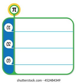 Green text box for your text and pi symbol